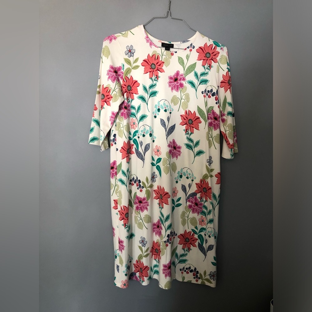 J.Jill Wearever Collection Cream Hawaiian Floral Dress Size Small